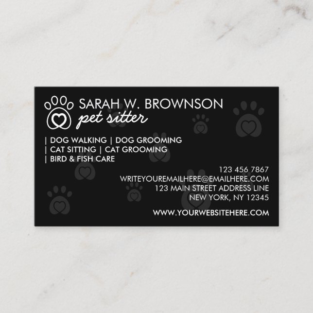 Paw Print Animal Care Pet Vet Business Card (Front)