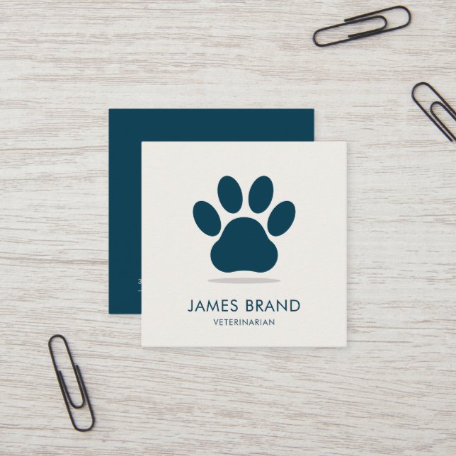 Paw Print Animal Care Square Business Card (Front/Back In Situ)