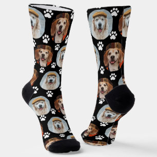 Paw Print Black Socks