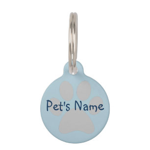 Paw Print Blue and Grey Personalised Pet Tag