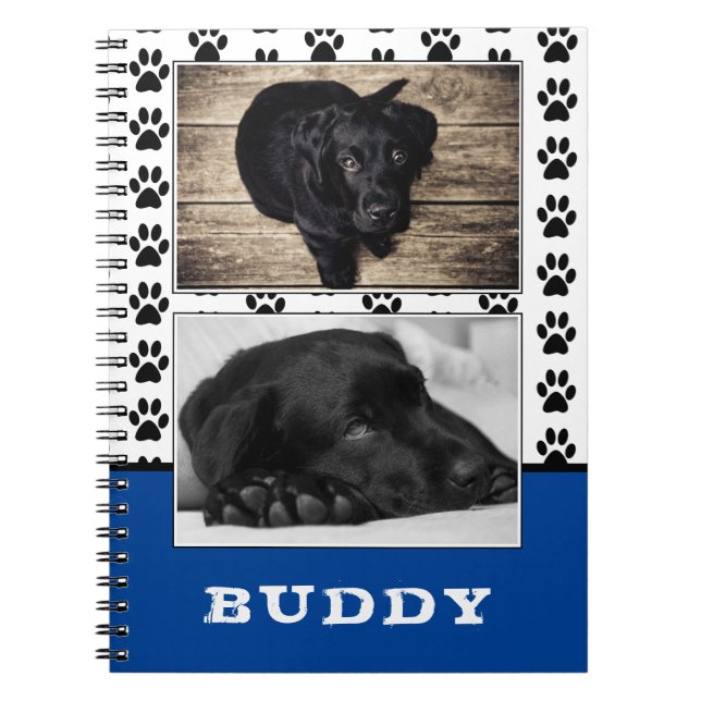 Paw Print Blue Pet Dog 2 Photo Notebook (Front)