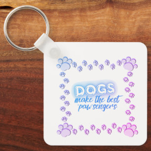 Paw Print Border Dogs Paw’sengers Square Design Key Ring