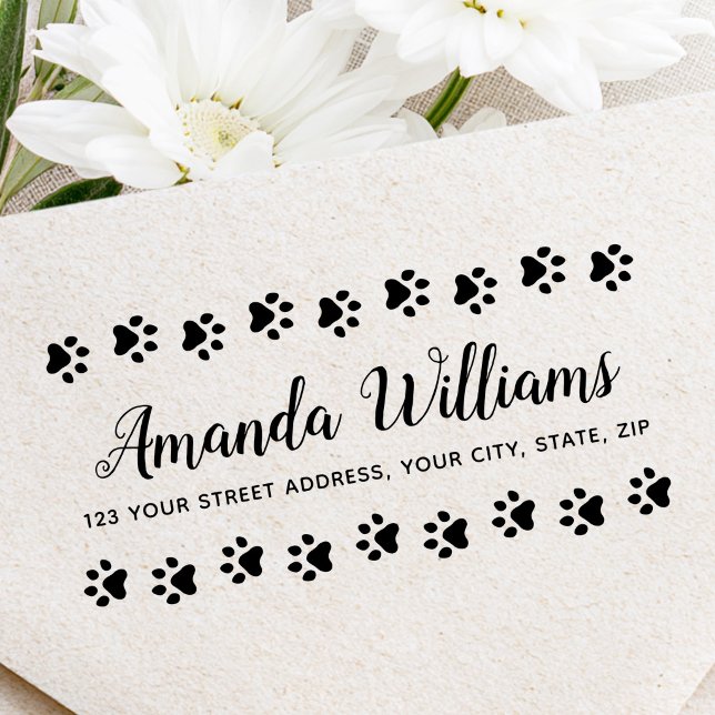Paw print border return address rubber stamp (Paw print border return address rubber stamp)