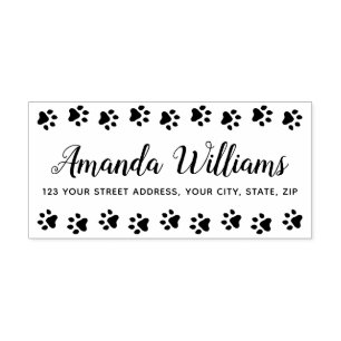 Paw print border return address rubber stamp