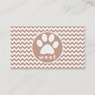 Paw Print; Brown Chevron Business Card