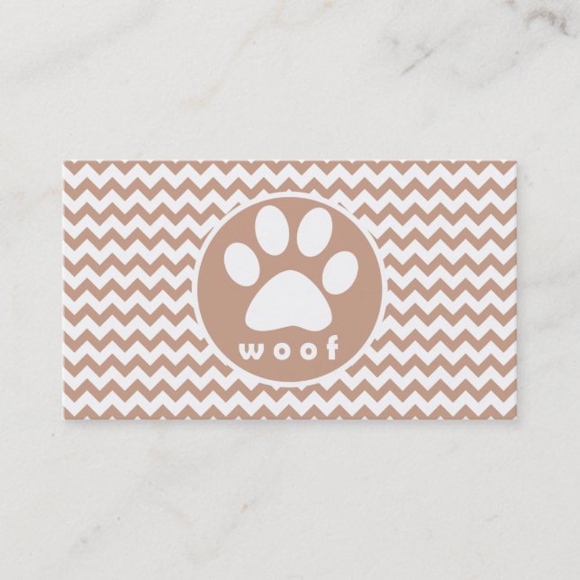 Paw Print; Brown Chevron Business Card (Front)