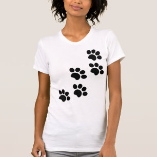 Paw print cat dog cute black and white  T-Shirt