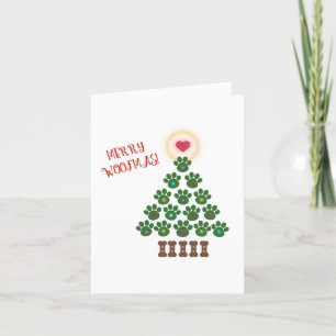 Paw Print Christmas Tree Card