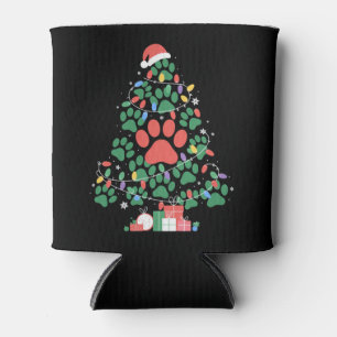 Paw Print Christmas Tree Dog Cat Mum Lover Can Cooler
