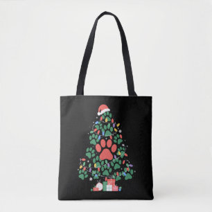 Paw Print Christmas Tree Dog Cat Mum Lover Tote Bag