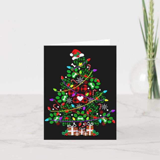 Paw Print Christmas Tree Dog Or Cat For Men Women  Card (Front)