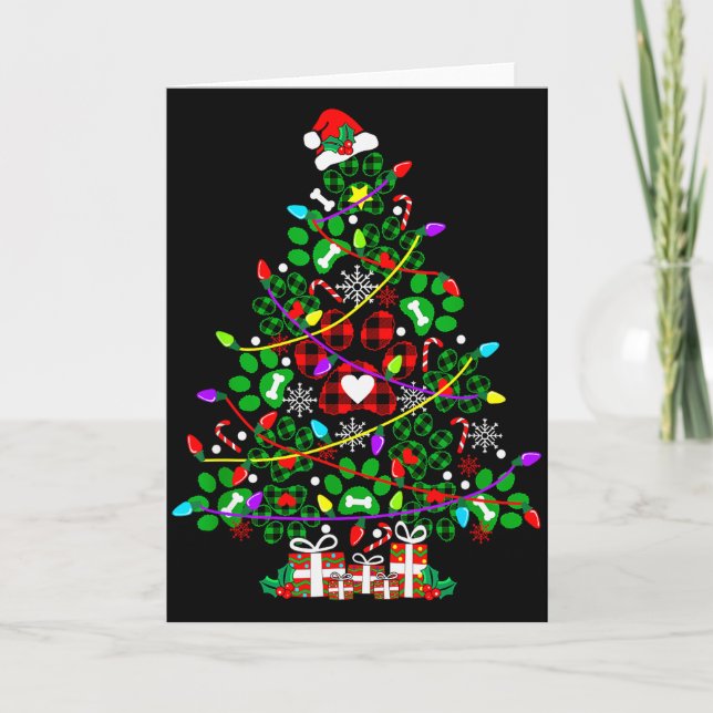 Paw Print Christmas Tree Dog Or Cat For Men Women  Card (Front)