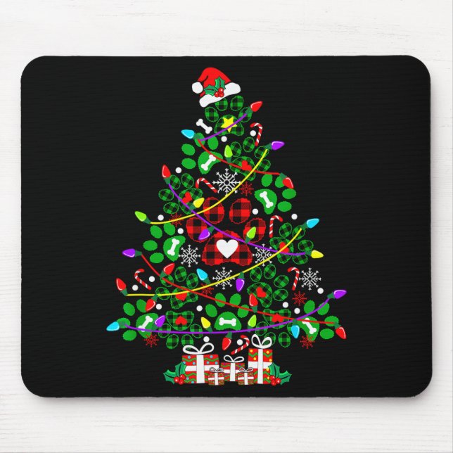 Paw Print Christmas Tree Dog Or Cat For Men Women  Mouse Mat (Front)