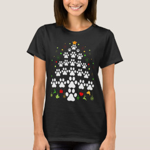 Paw Print Christmas Tree Lights Matching Family Xm T-Shirt