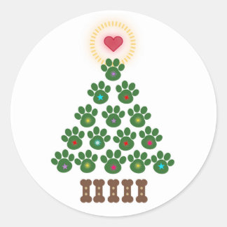 Paw Print Christmas Tree Stickers