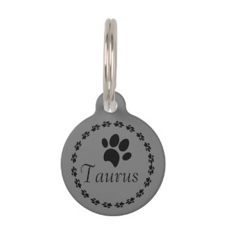 Paw Print Circular Logo Name  Pet Tag