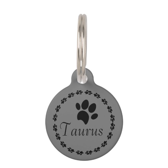 Paw Print Circular Logo Name  Pet Tag (Front)