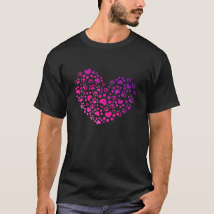 Paw Print Colourful Heart Pet Mum Pet Dad Gift T-Shirt
