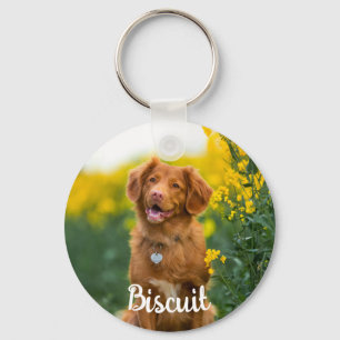 Paw Print Cookies Blue Pattern Monogram Key Ring