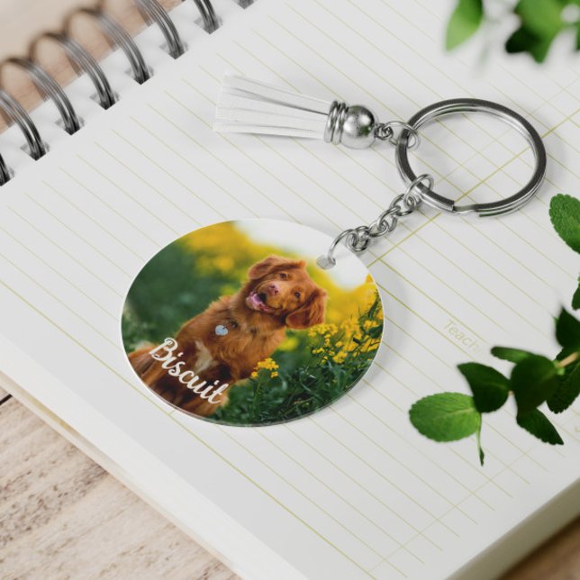 Paw Print Cookies Green Pattern Monogram Key Ring (Creator Uploaded)