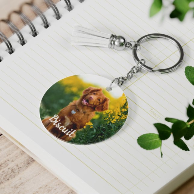 Paw Print Cookies Light Blue Pattern Monogram Key Ring (Creator Uploaded)