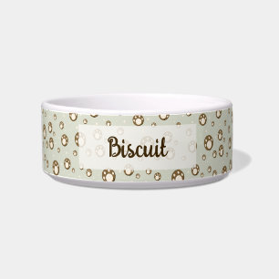 Paw Print Cookies Light Green Pattern Monogram Bowl