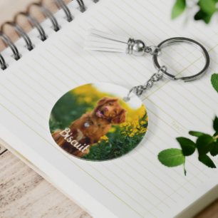 Paw Print Cookies Light Green Pattern Monogram Key Ring