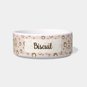 Paw Print Cookies Light Pink Pattern Monogram Bowl