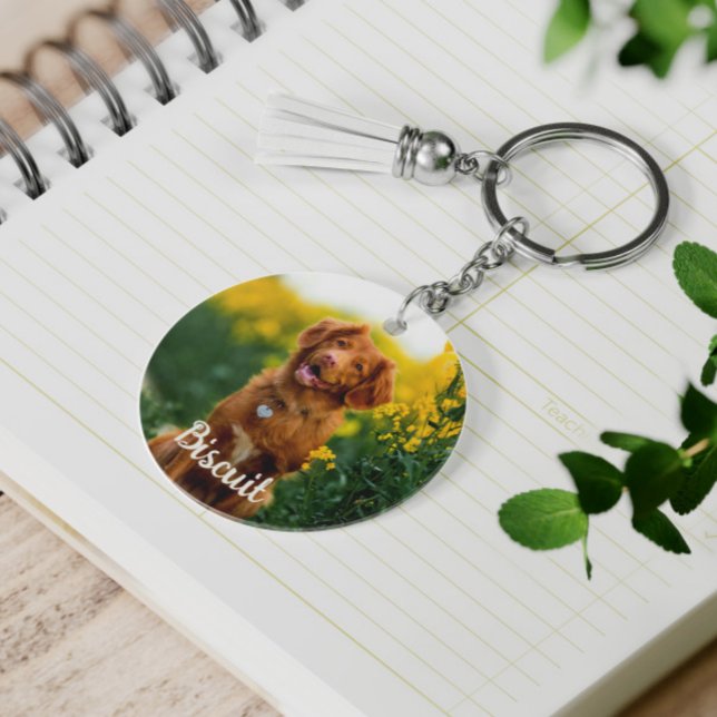 Paw Print Cookies Light Pink Pattern Monogram Key Ring (Creator Uploaded)