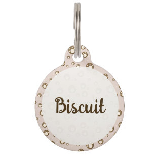 Paw Print Cookies Light Pink Pattern Monogram Pet Tag