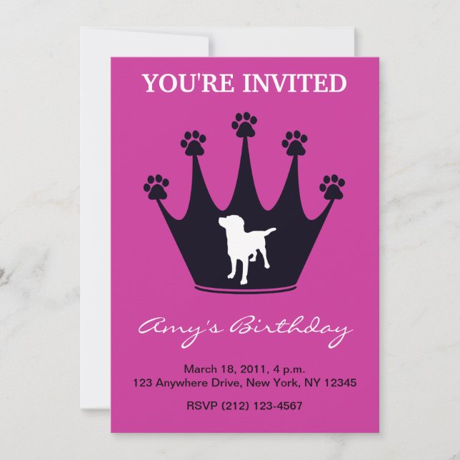 Paw Print Crown Invitation (Front)
