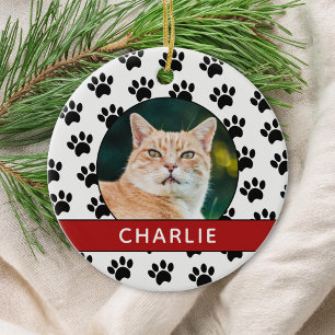 Paw Print Custom Pet Photo Ceramic Tree Decoration