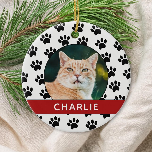 Paw Print Custom Pet Photo Ceramic Tree Decoration (Creator Uploaded)