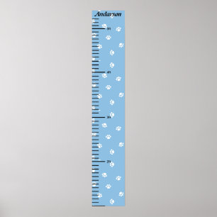 Paw Print Cute Blue Baby Boy Growth Chart