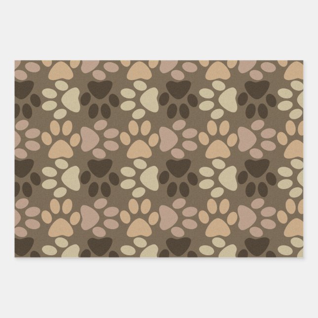 Paw Print Design Wrapping Paper Sheet (Front)