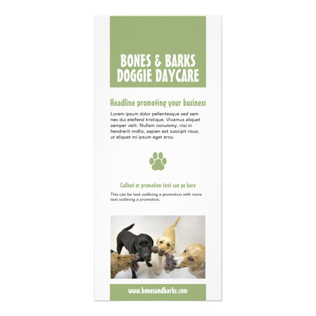 Paw Print Dog Care Rack Card (Front)