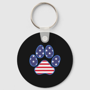 Paw Print Dog Cat 4th Of July American Flag Men Wo Key Ring