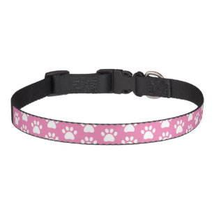 Paw Print Dog Pink White Cute Pet Collar