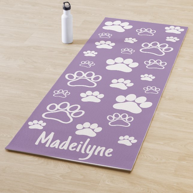 Paw Print Doga-Handwritten Monogram-Prana Purple Yoga Mat (In Situ)