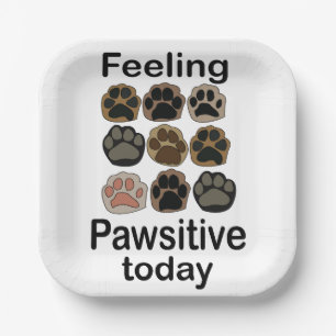 Paw Print Feeling Pawsitive Today Pet Birthday Paper Plate