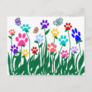Paw print flower garden Mass Production Postcard