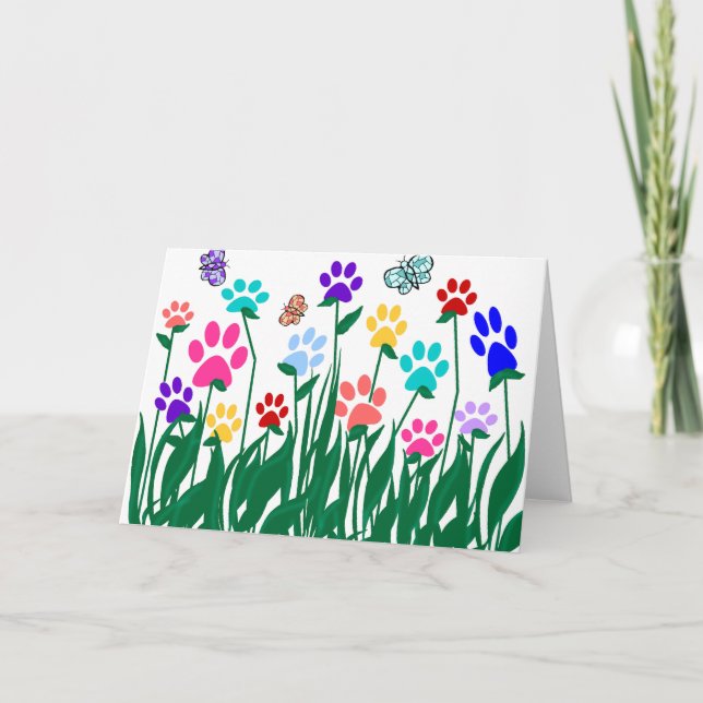 Paw Print Garden blank card (Front)