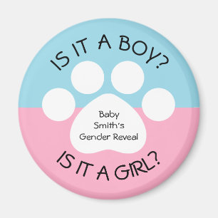 Paw Print Gender Reveal Magnet