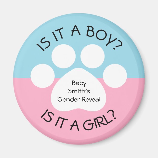 Paw Print Gender Reveal Magnet (Front)