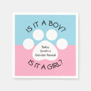 Paw Print Gender Reveal Napkin