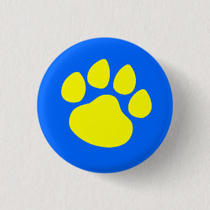 Paw Print Gold on Blue 3 Cm Round Badge