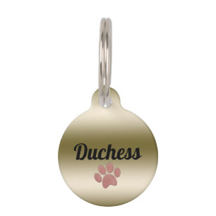 Paw Print Gold Personalised Pet ID Tag