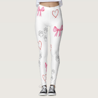PAW PRINT,HEART AND BOWS LEGGINGS
