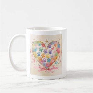 Paw Print Heart Banner – Pet Love Wall Art Coffee Mug