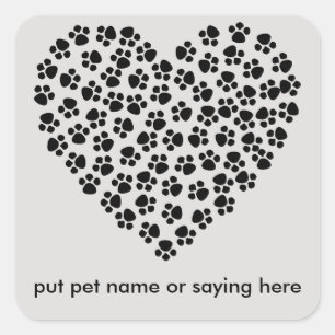 Paw print heart customise me sticker